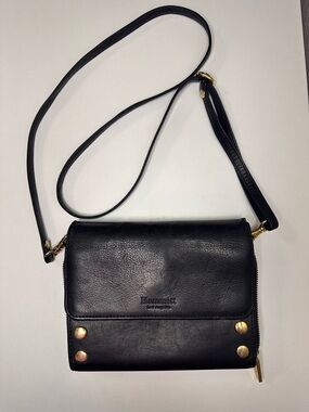 Hammitt Black Leather Crossbody Bag with Red Suede Interior Removable Strap